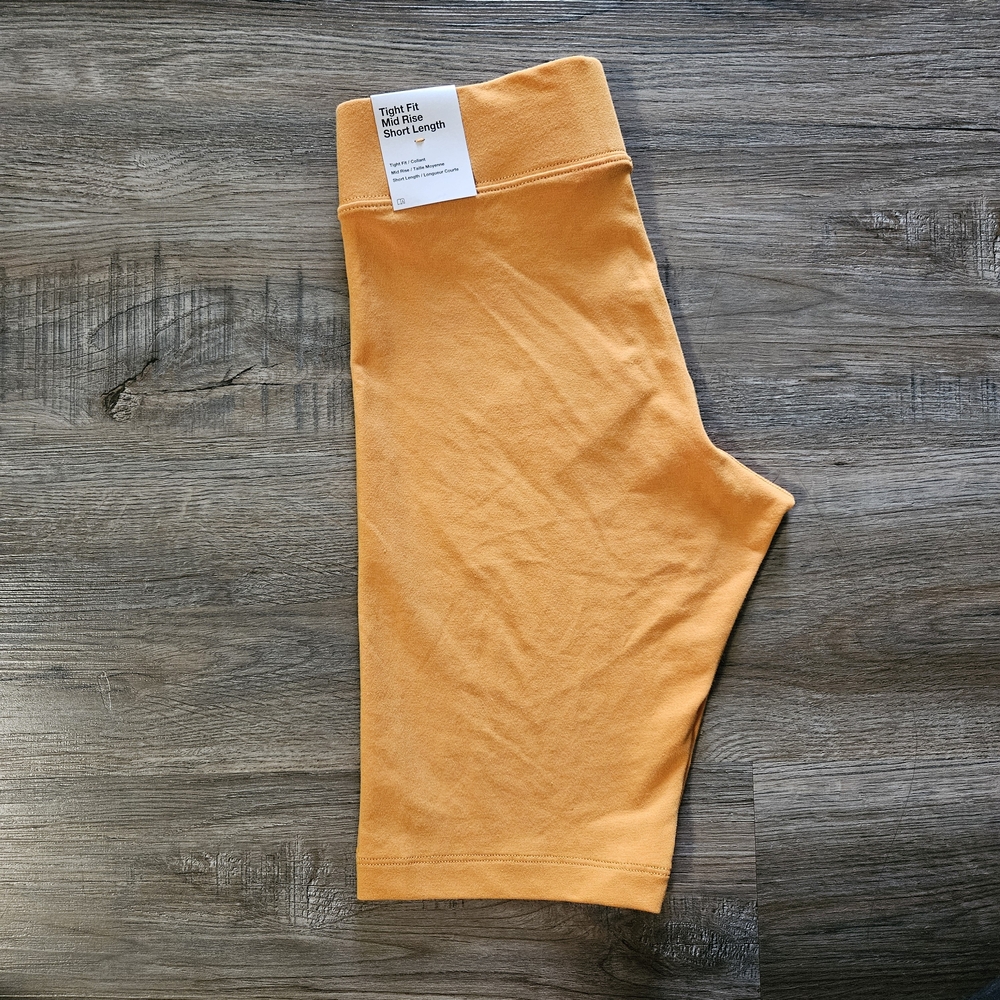 Nike Orange Mid Rise Biker Shorts